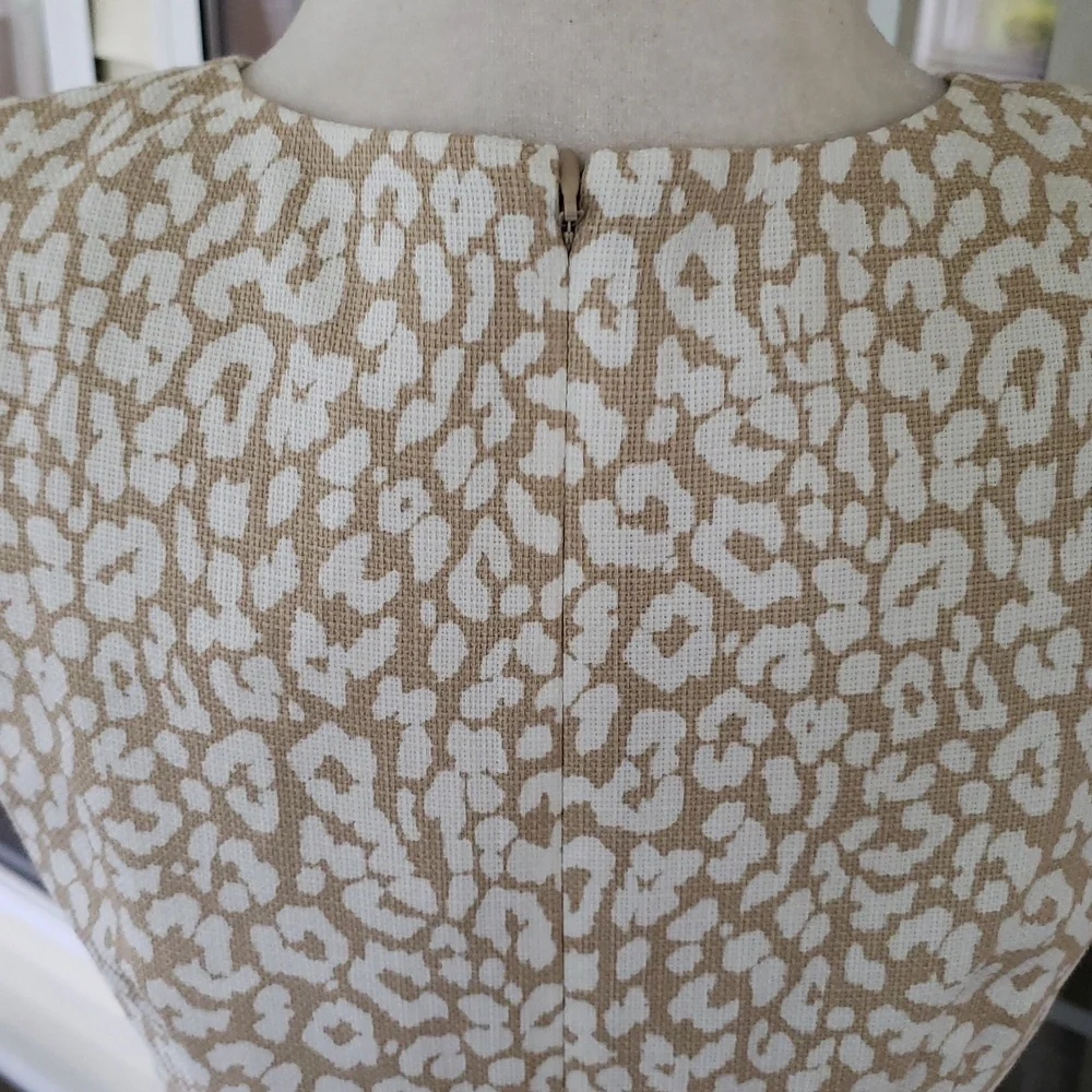 J. CREW Elegant Cream Leopard Sheath ‎ Print Dress